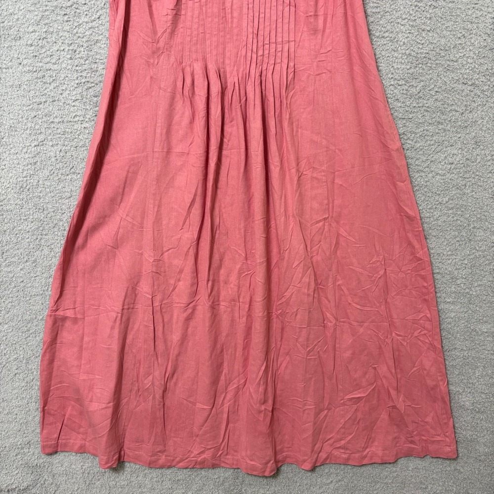Breathable Linen Blend Midi Dress 1X Sleeveless Summer Vacation Side Zip Travel - Picture 4 of 11
